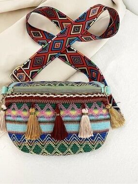 Boho Multicolor Tassel Crossbody Bag